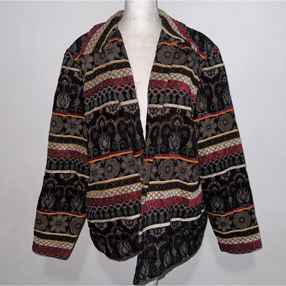 Coldwater Creek Open Front Tapestry Jacket